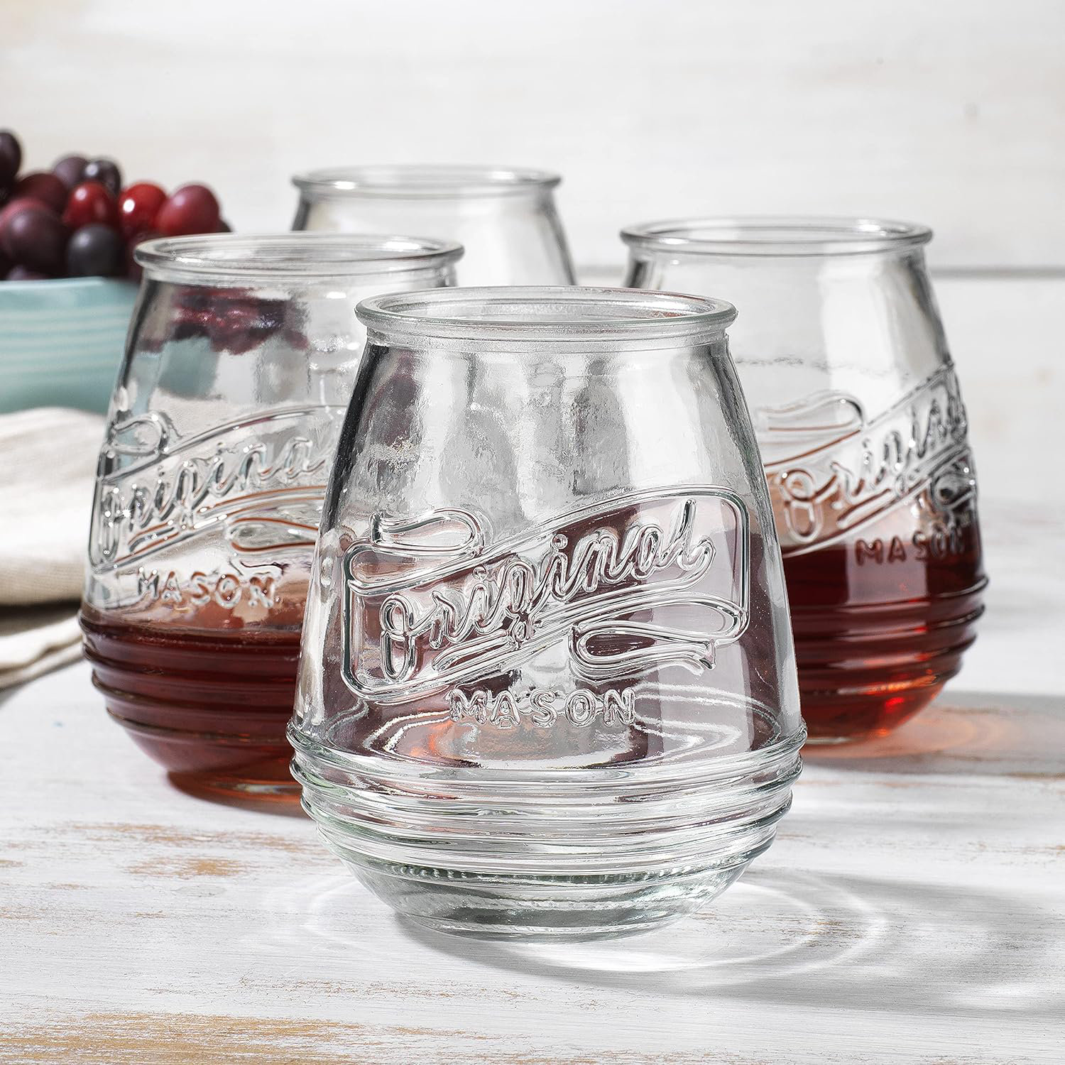Gracie Oaks Set of 4 Original Mason 21oz Retroware Stemless Wine